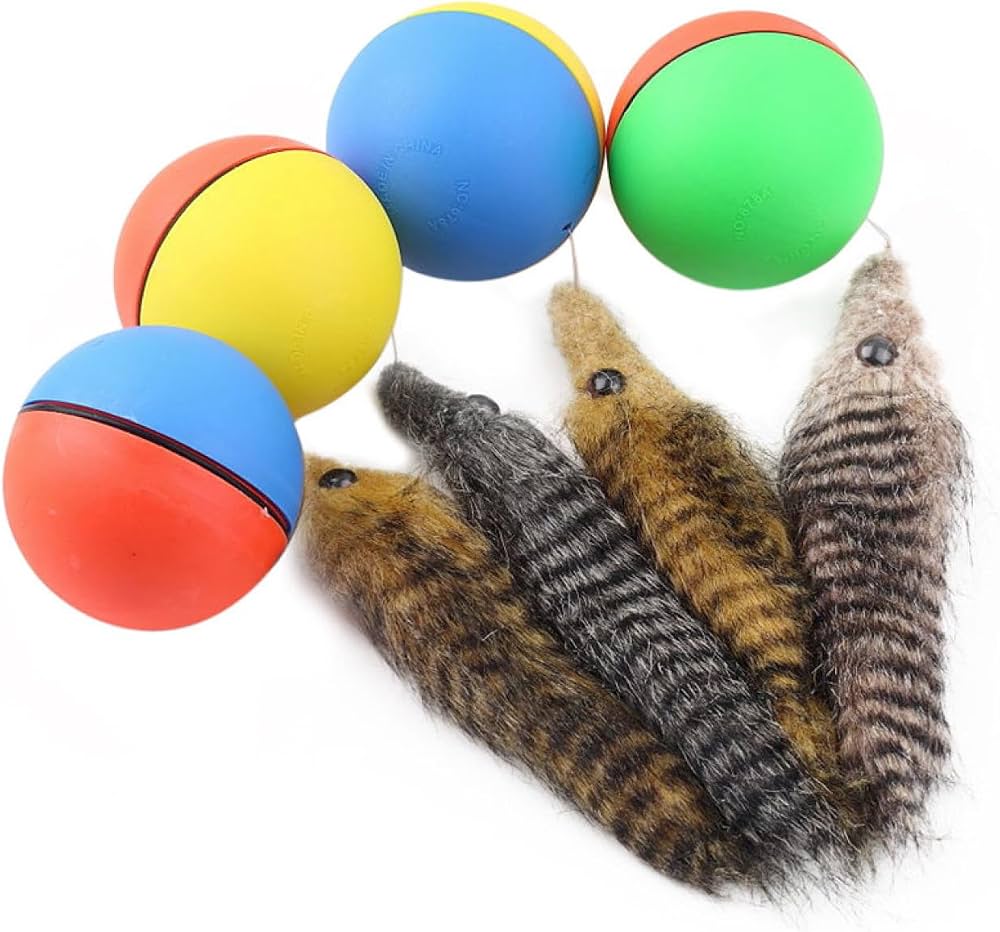 Juguete para Gatos Pelota con Ratón de Peluche